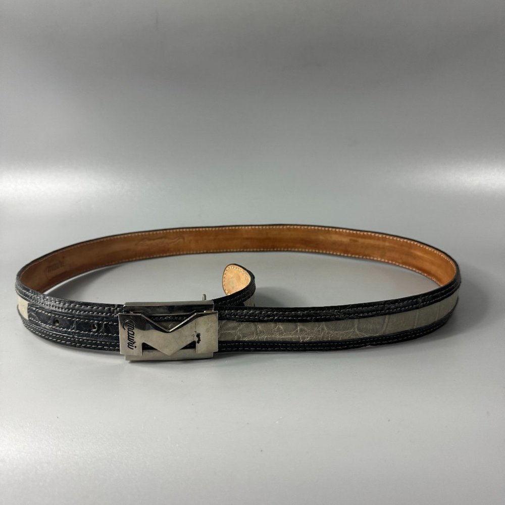 Mauri Gray Genuine Alligator Belt with Silver Buckle